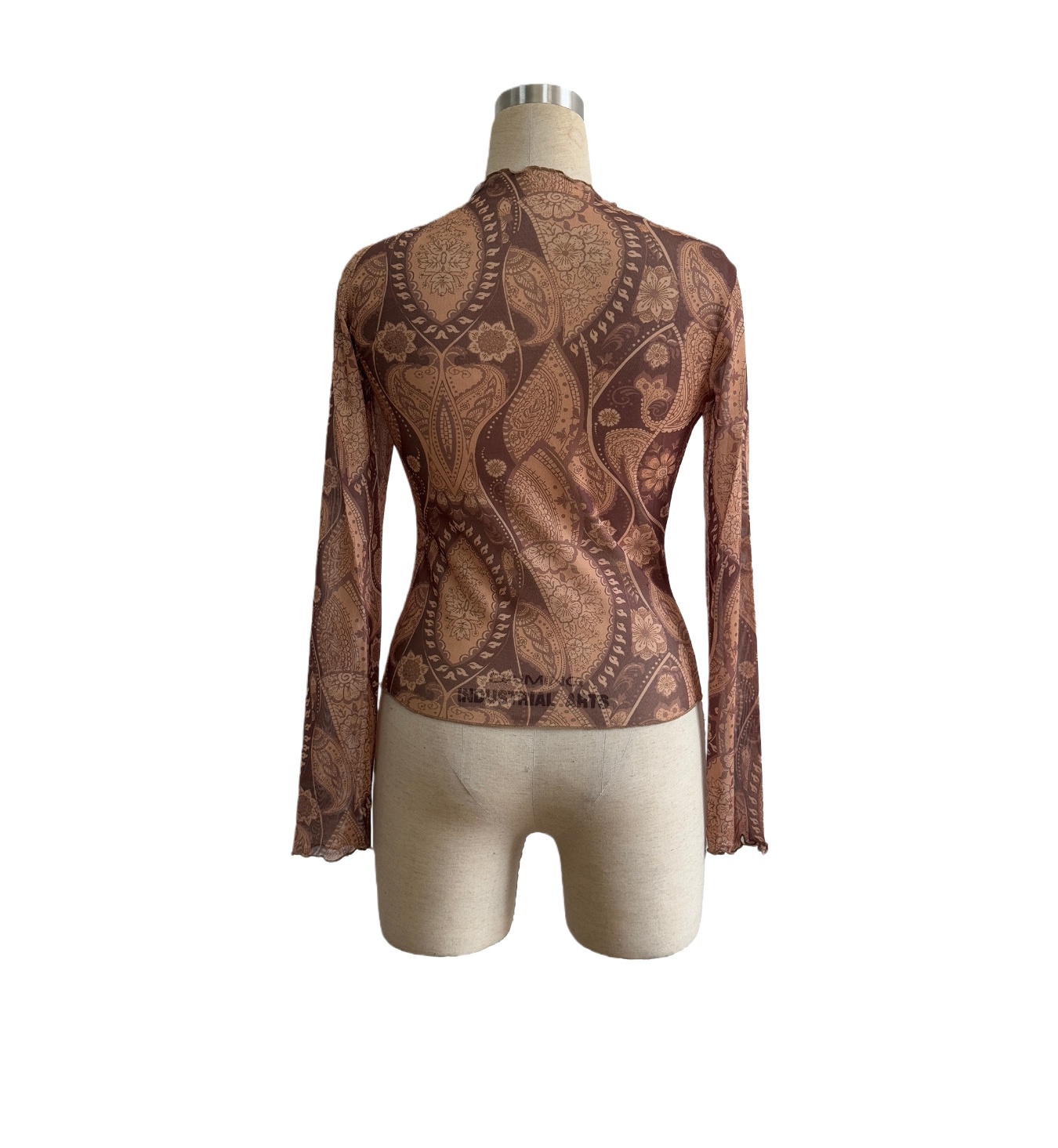 Womens Mesh T-shirt Fashion Long Sleeves Leopard Print Slim Blouse